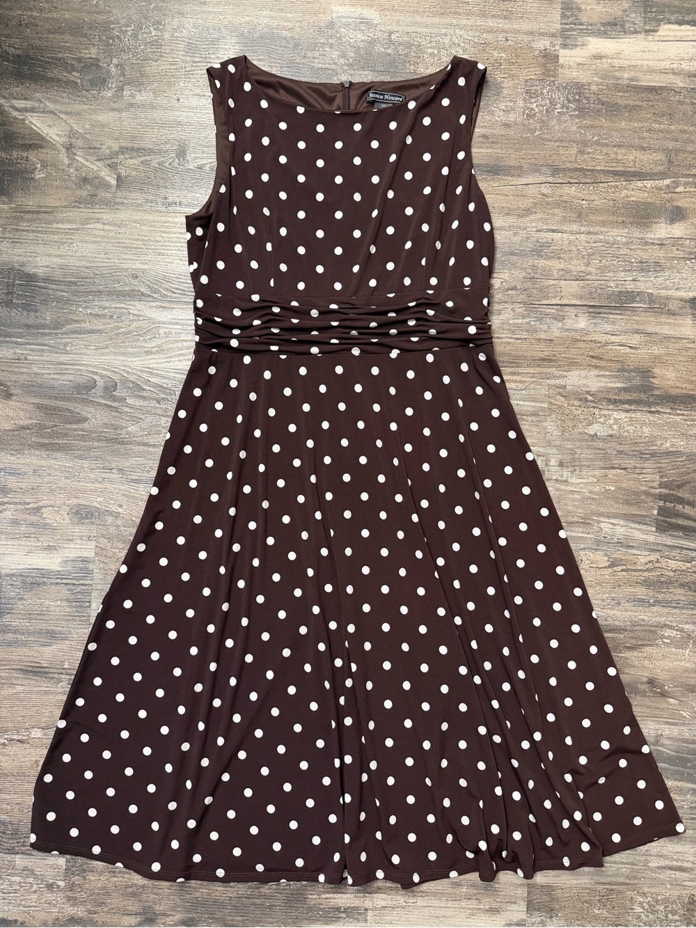 Jessica Howard Brown Polka Dot Fit-and-Flare Dress Size 16